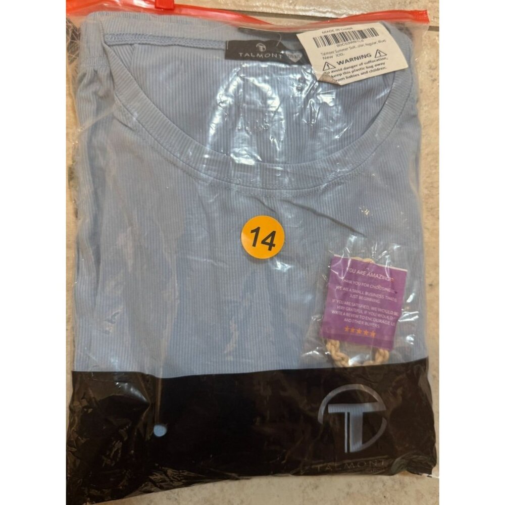 Talmont Womens Summer Suit Set T-Shirt and Pants Blue 2XL-3XL NWT Lightweight